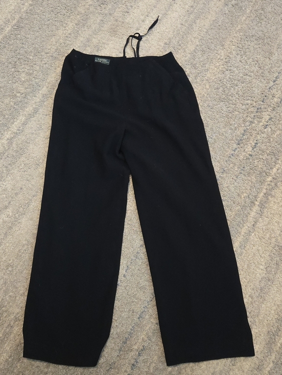 Lauren Ralph Lauren Pants - Vintage Lauren Ralph Lauren 10P Black Worsted Wool Wide Leg Pants Lace-Up Back